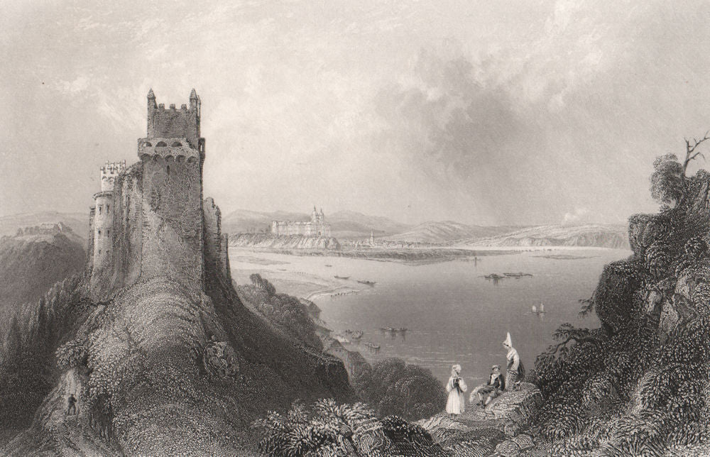 Melk from Weiteneck castle (Schloss Schönbühel), Austria. Danube Donau 1840